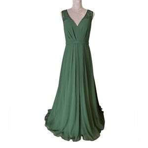 Azazie green sleevless sweetheart dress/gown with button down lace back size A8